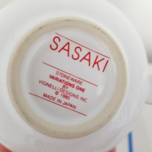 1980’s Postmodern Sasaki Stoneware Variations Cup and Saucer Sets - a Pair - Picture 6 of 6